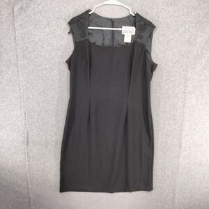 Vintage Lois Snyder Dani Max Sheath Dress Womens Sz 12 Sleeveless Black Beading